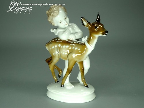Купить фарфоровые статуэтки Rosenthal, Путти с олененком, Германия